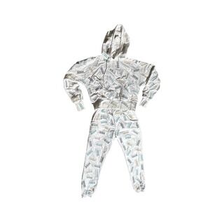 MY MUM MADE IT White All Over Logo Print Hoodie Jogger Set Tracksuit